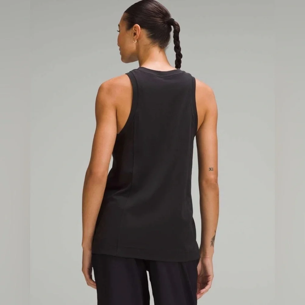 Lululemon Long Cotton Crewneck Tank Top in Black